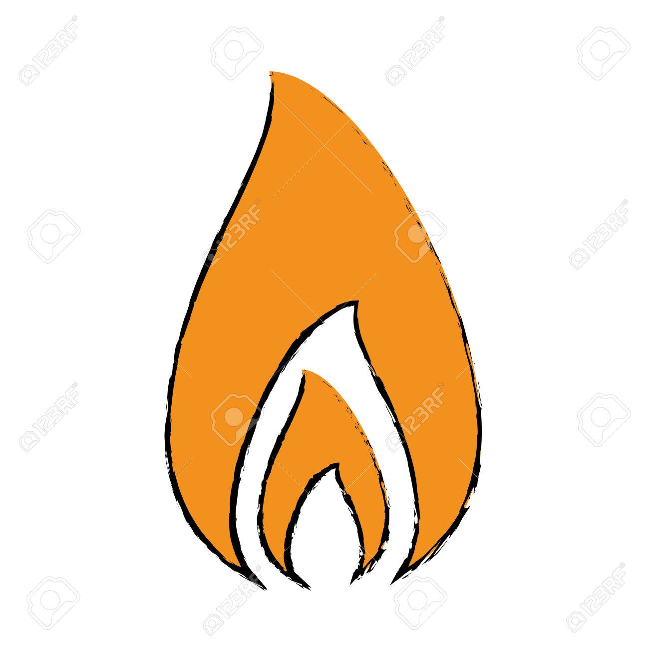 1300x1300 Drawing Fire Flame Burning Hot Design Vector Illustration Eps