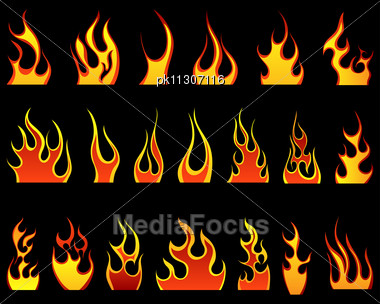 380x304 Stock Photo Set Of Fire Vector Icons