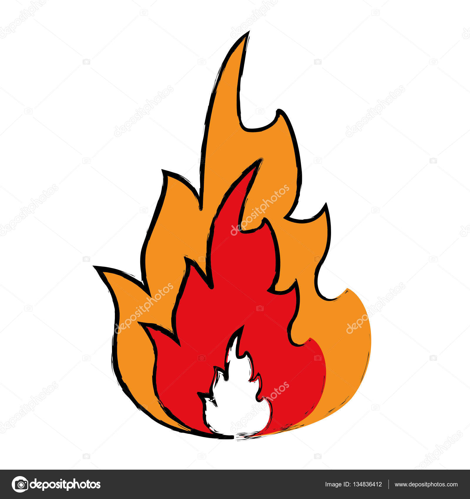 1600x1700 Drawing Hot Flame Spurts Fire Design Stock Vector Jemastock