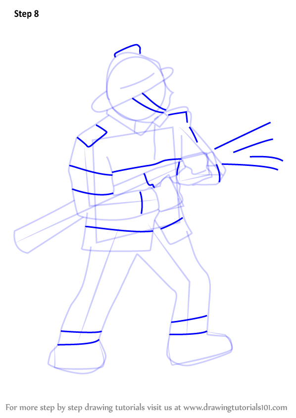 598x844 Learn How To Draw A Firefighter (Other Occupations) Step By Step