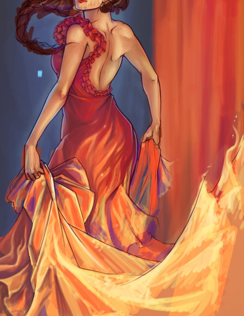 500x647 Burn, Draw, Dress, Fire, Girl On Fire
