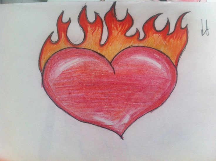 Fire Heart Drawing at GetDrawings | Free download