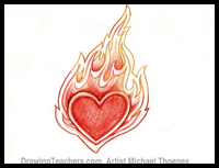 200x153 How To Draw Flaming Hearts With Flames And On Fire With Easy Step