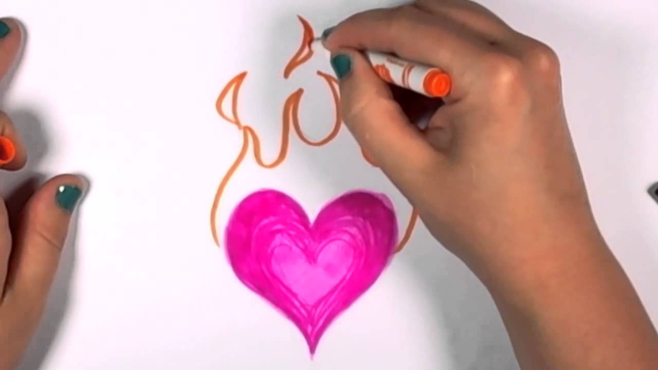 1280x720 How To Draw A Flaming Heart Design