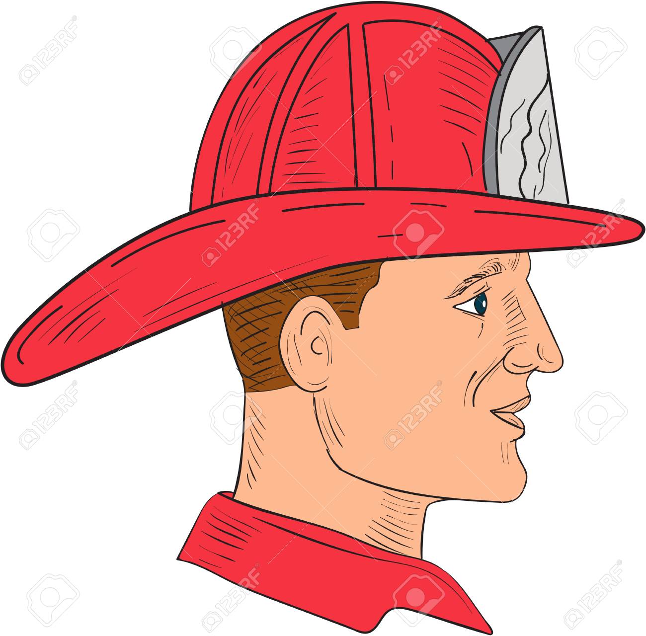 1300x1280 Drawing Sketch Style Of A Fireman Wearing Vintage Fireman Fire