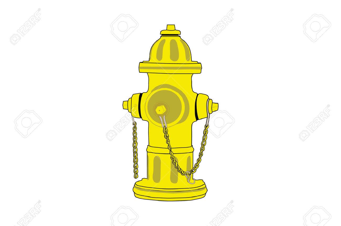 1300x864 Isolated Drawing Of A Yellow Fire Hydrant. Royalty Free Cliparts