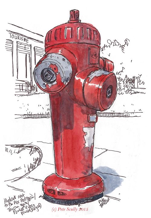 500x723 Aix Hydrant 2 Sm Urban Sketch Sketches, Watercolor
