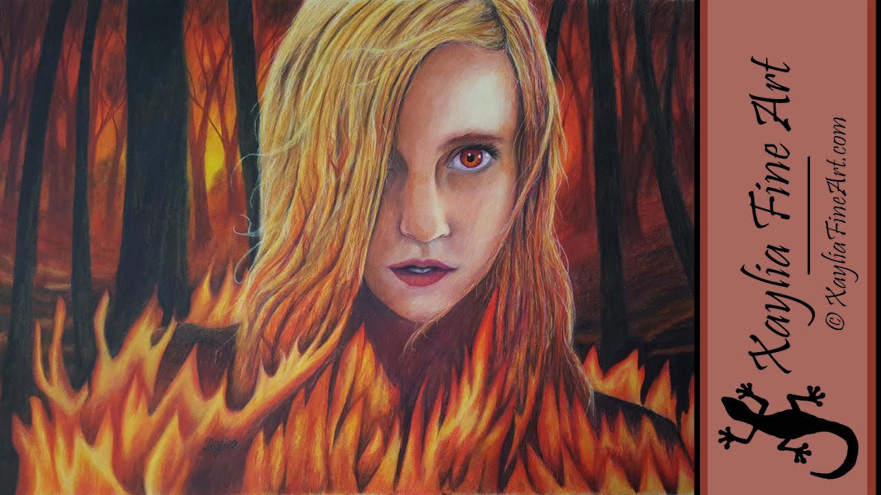 1280x720 Speed Drawing How To Draw Fire And A Portrait In Coloured Pencil