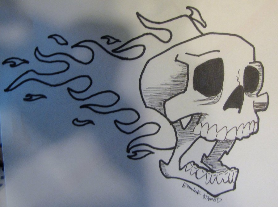 900x671 Skull With Fire By Bkw53