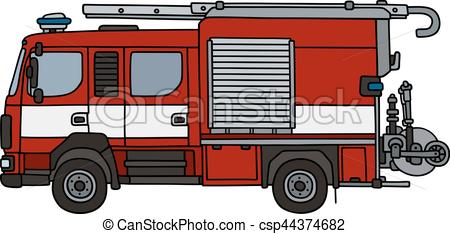 450x234 Red Fire Truck. Hand Drawing Of A Fire Truck