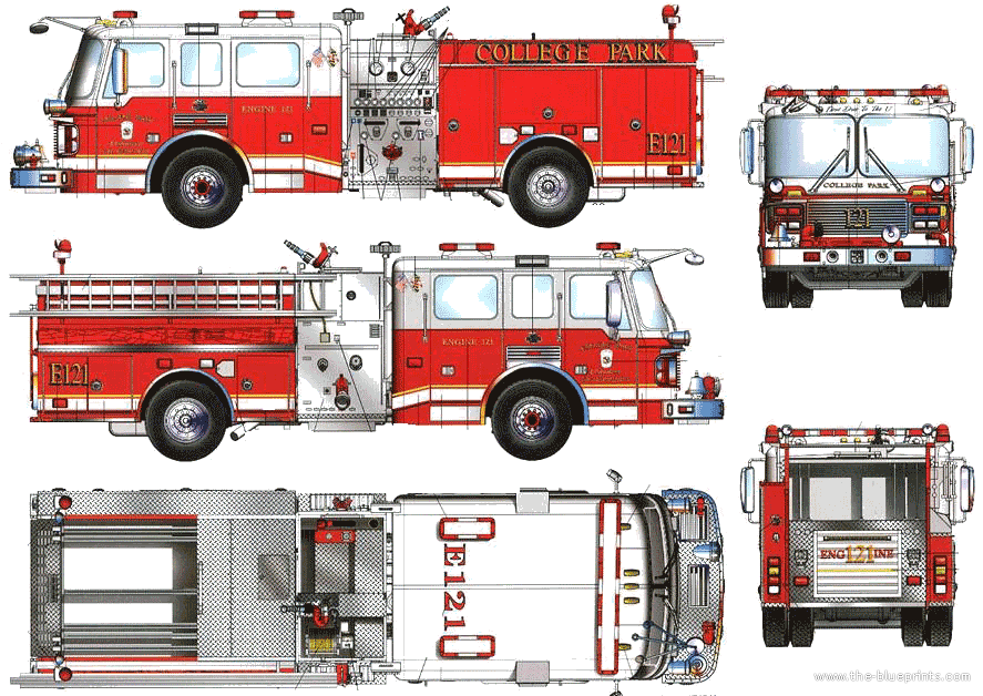 887x628 Fire Truck Drawing