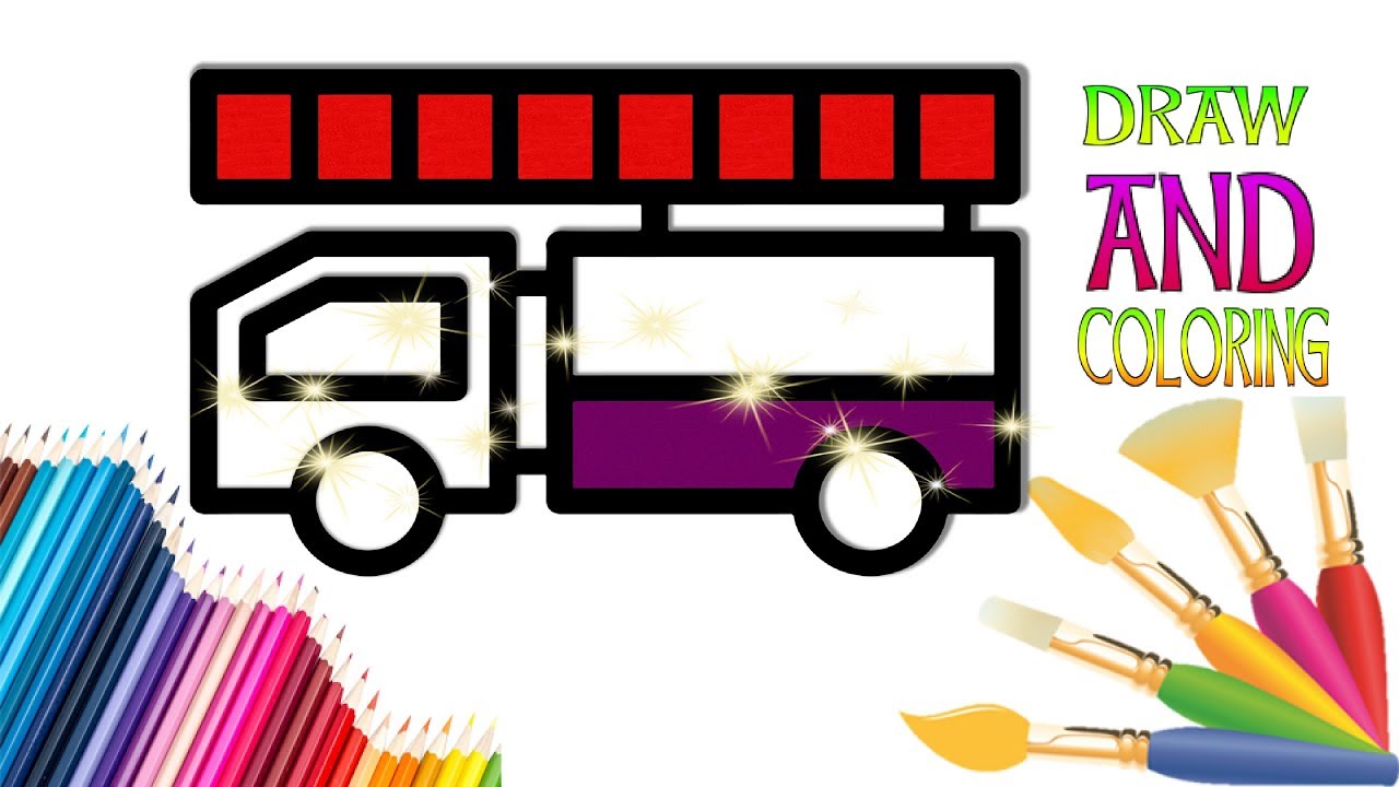 1280x720 How To Draw A Fire Truck Easy For Children Draw And Coloring