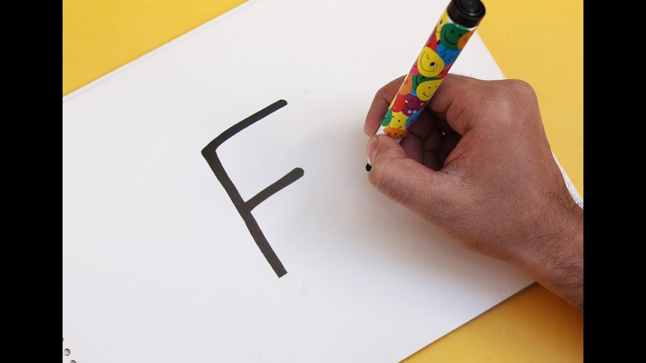 1280x720 How To Turn Letter F Into A Cartoon Firecracker ! Learn Drawing