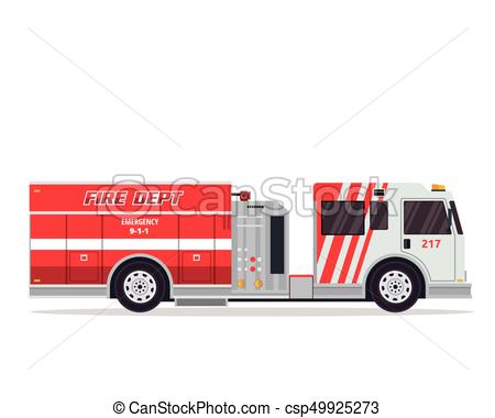 450x380 Modern Flat Isolated Firefighter Truck Illustration. Flat