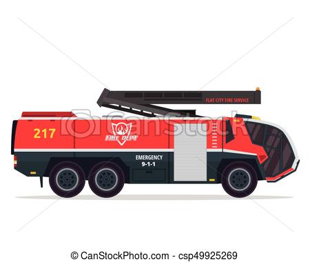 450x380 Modern Flat Isolated Firefighter Truck Illustration. Flat Clip