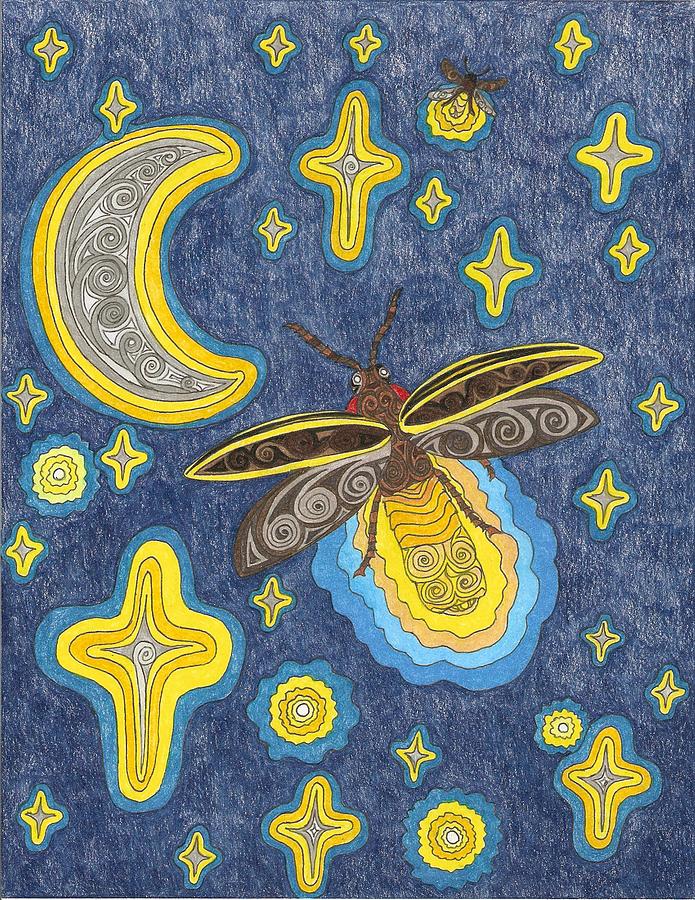 695x900 Spiral Firefly Drawing By Courtney Trimble