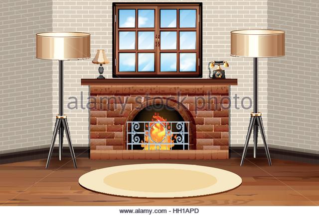 640x435 Scene Drawing Fireplace Interior Stock Photos Amp Scene Drawing
