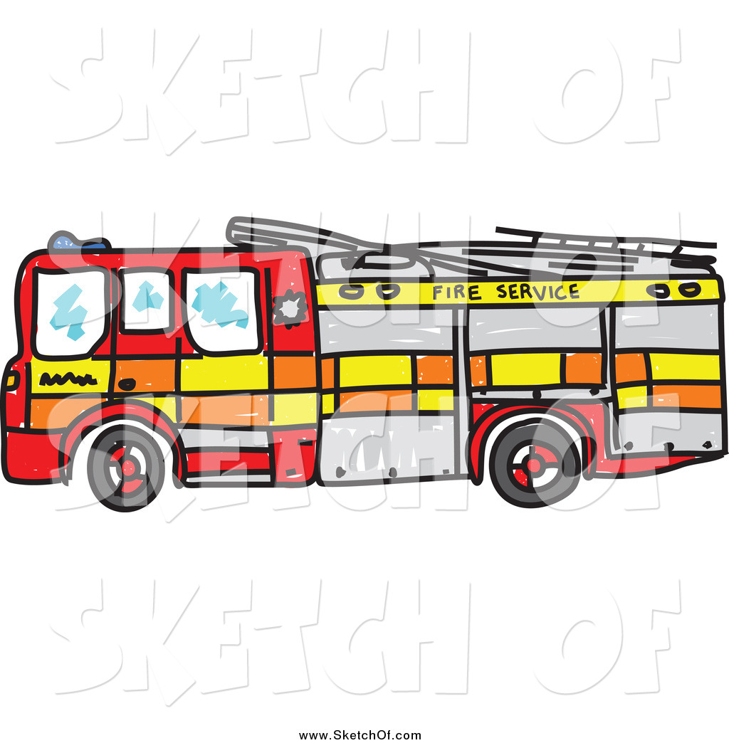 1024x1044 Drawing Of A Sketched Fire Truck By Prawny