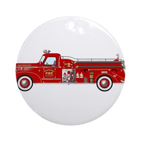 460x460 Fire Truck Christmas Ornament Cafepress