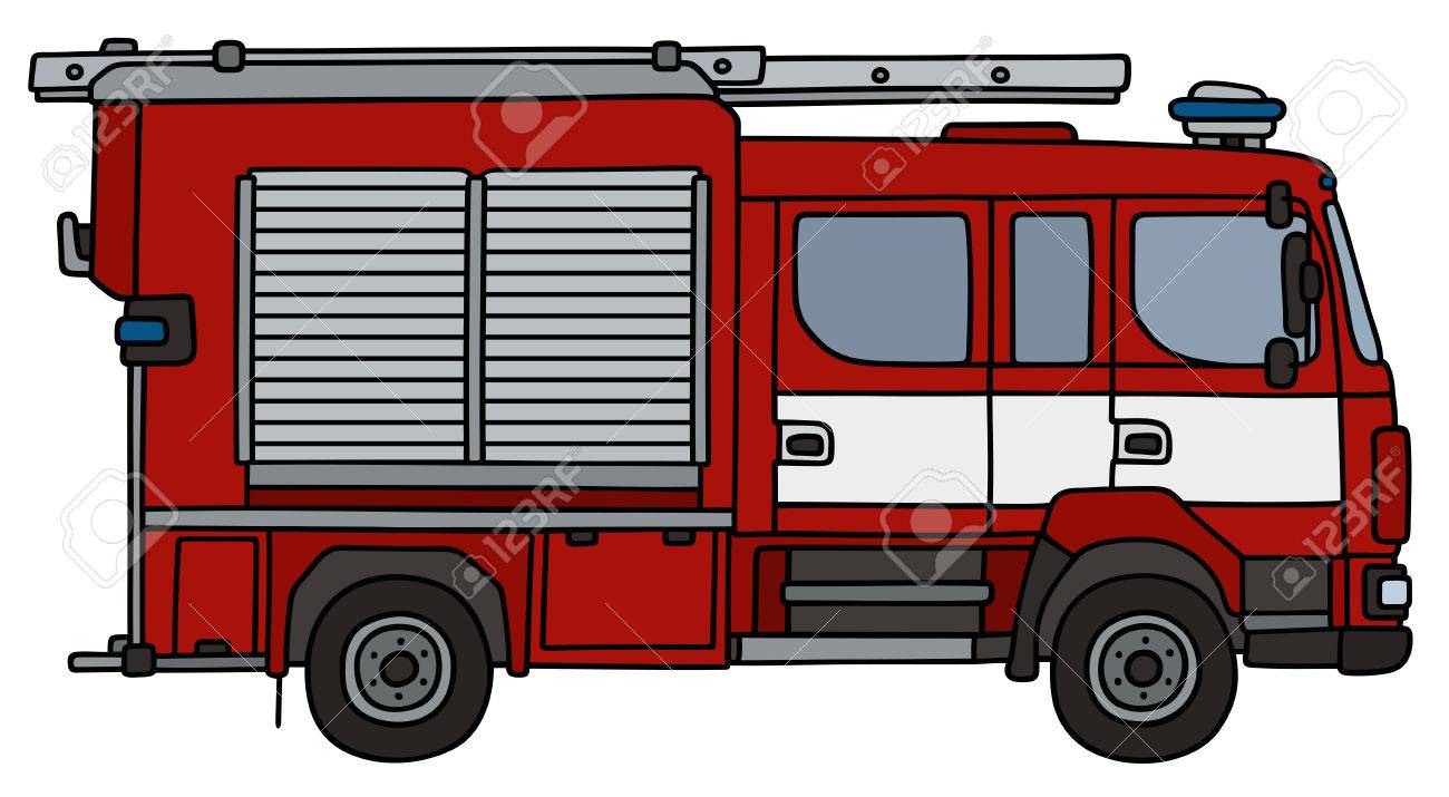 1300x715 Hand Drawing Of A Fire Truck