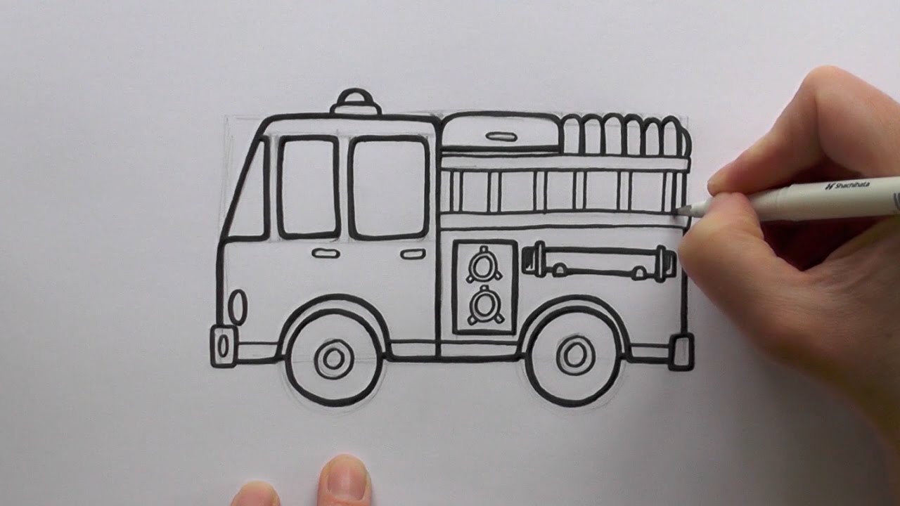 1280x720 How To Draw A Cartoon Fire Engine (Fire Truck)