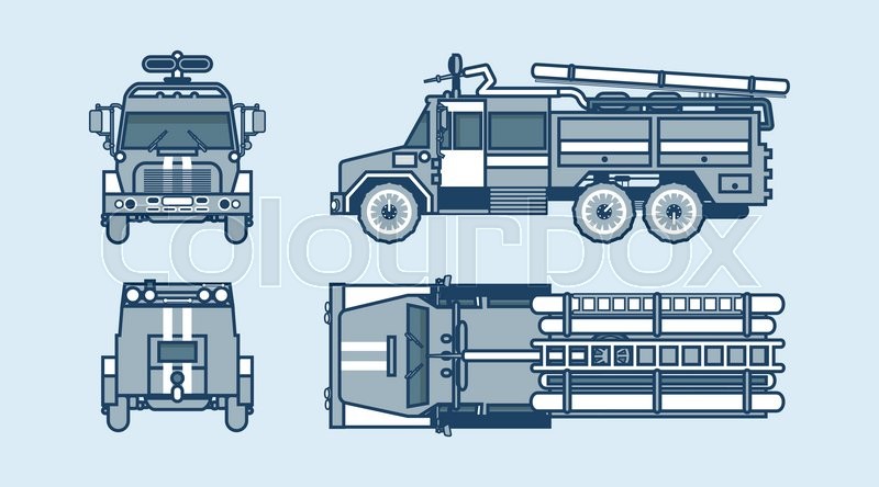 800x444 Set Stock Vector Illustration Isolated Red Fire Engine Top, Front