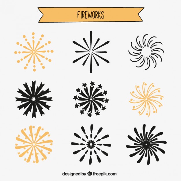 626x626 Hand Drawn Fireworks Vector Free Download