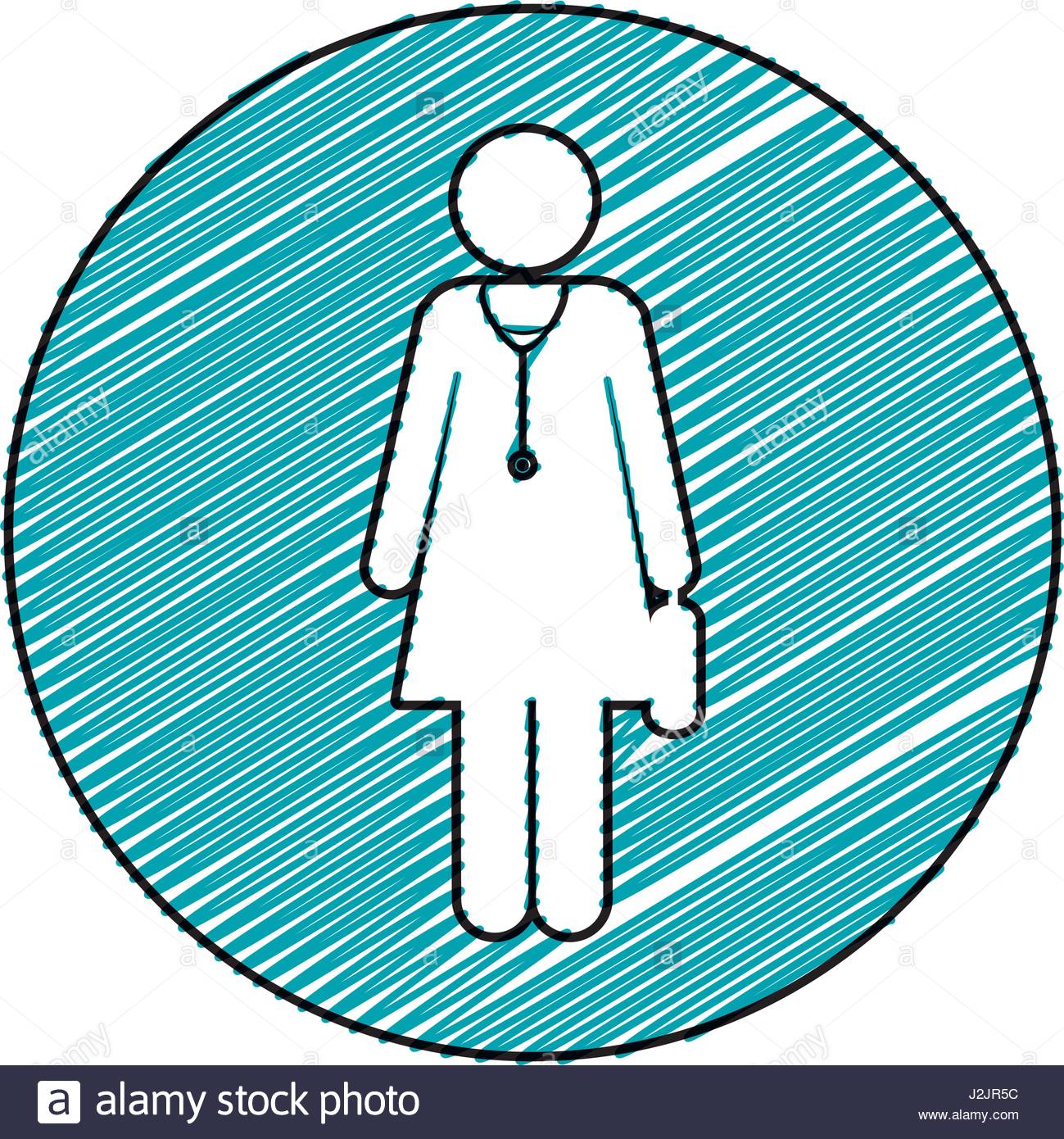 1299x1390 Color Pencil Drawing Circular Frame With Pictogram Female Doctor