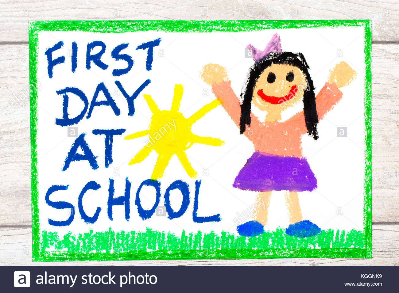 1300x956 Photo Of Colorful Drawing Words First Day At School And Happy
