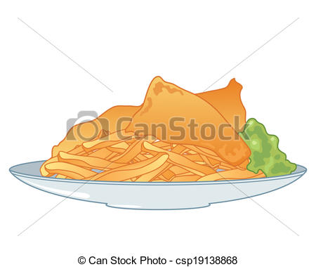 450x380 An Illustration Of A Plate Of Fish And Chips With Mushy Peas
