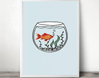 340x270 Fishbowl Drawing Etsy