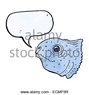 300x320 Cartoon Fish Head With Speech Bubble Stock Vector Art
