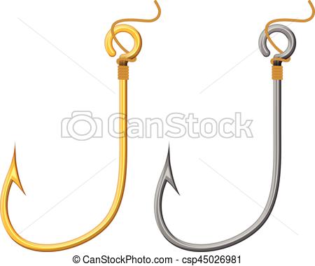 450x380 Fishing Hook On A White Background. Vector