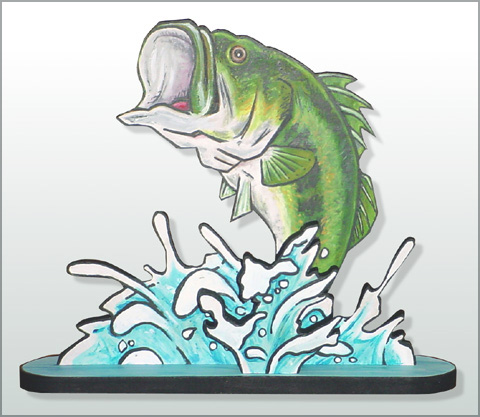 480x417 Bass Water Jump Woodcut By Whiterabbitart