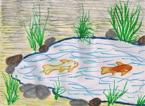 474x347 Drawing Koi Fish Pond