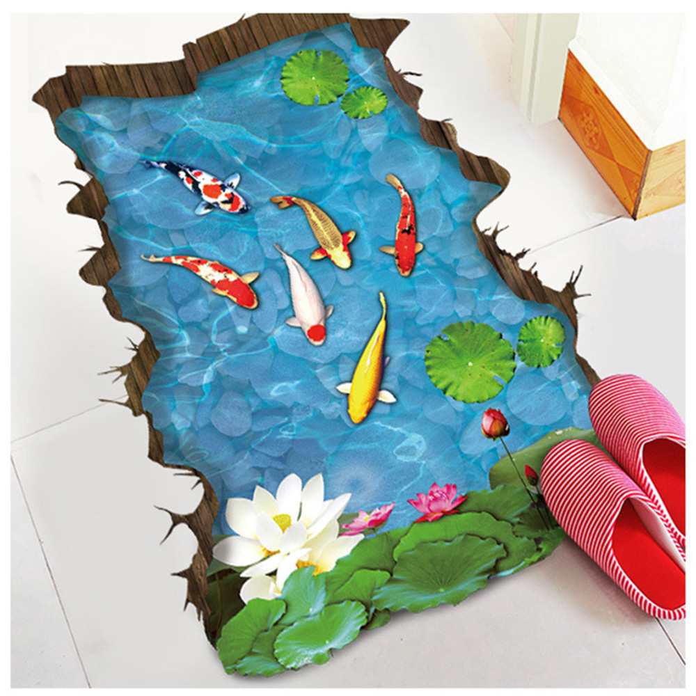 1000x1000 Fishpond Sandy Beach Carp 3d Removable Peel Stick Wall Decal
