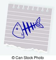 180x195 Fish Bone Drawing. Hand Drawn Fish Skeleton Sketch, Vector Clip