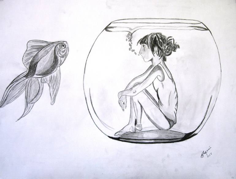 770x585 Saatchi Art The Child Inside The Fishbowl Drawing By Maria Tsampi
