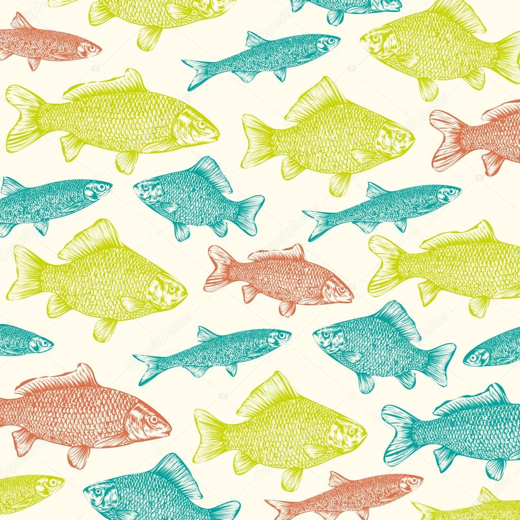 1024x1024 Old School Fishes Drawing Stock Vector Camillacasablanca