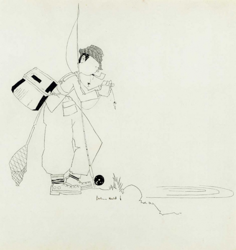 768x816 Outlines Of Sport With Original Pen And Ink Drawing Of A Fishing