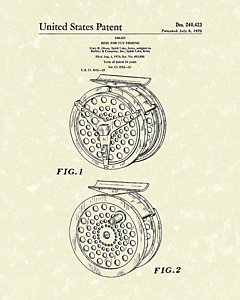 240x300 Fly Fishing Reel 1976 Patent Art Drawing By Prior Art Design