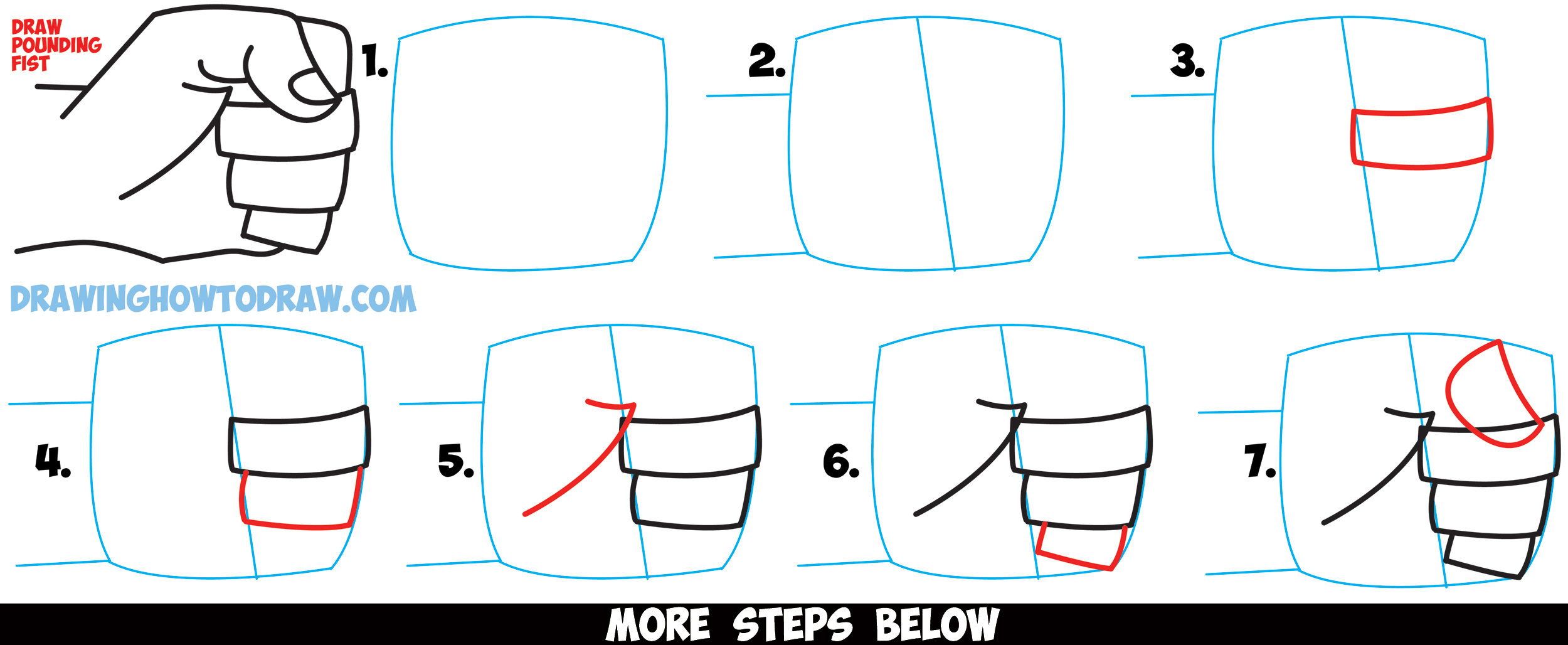 2500x1028 How To Draw Fists Side View Clenched Drawing Cartoon Pounding