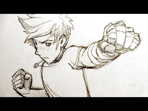 480x360 How To Draw Manga Fighting Pose Punching Fists! Inspiration