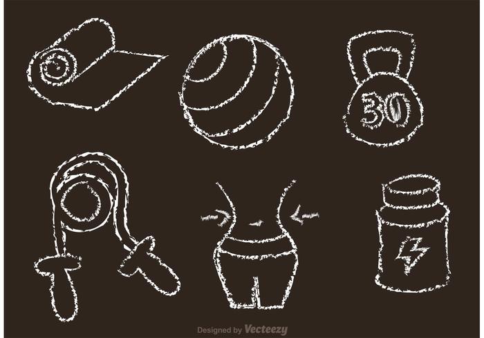 700x490 Chalk Drawn Fitness Vector Icons
