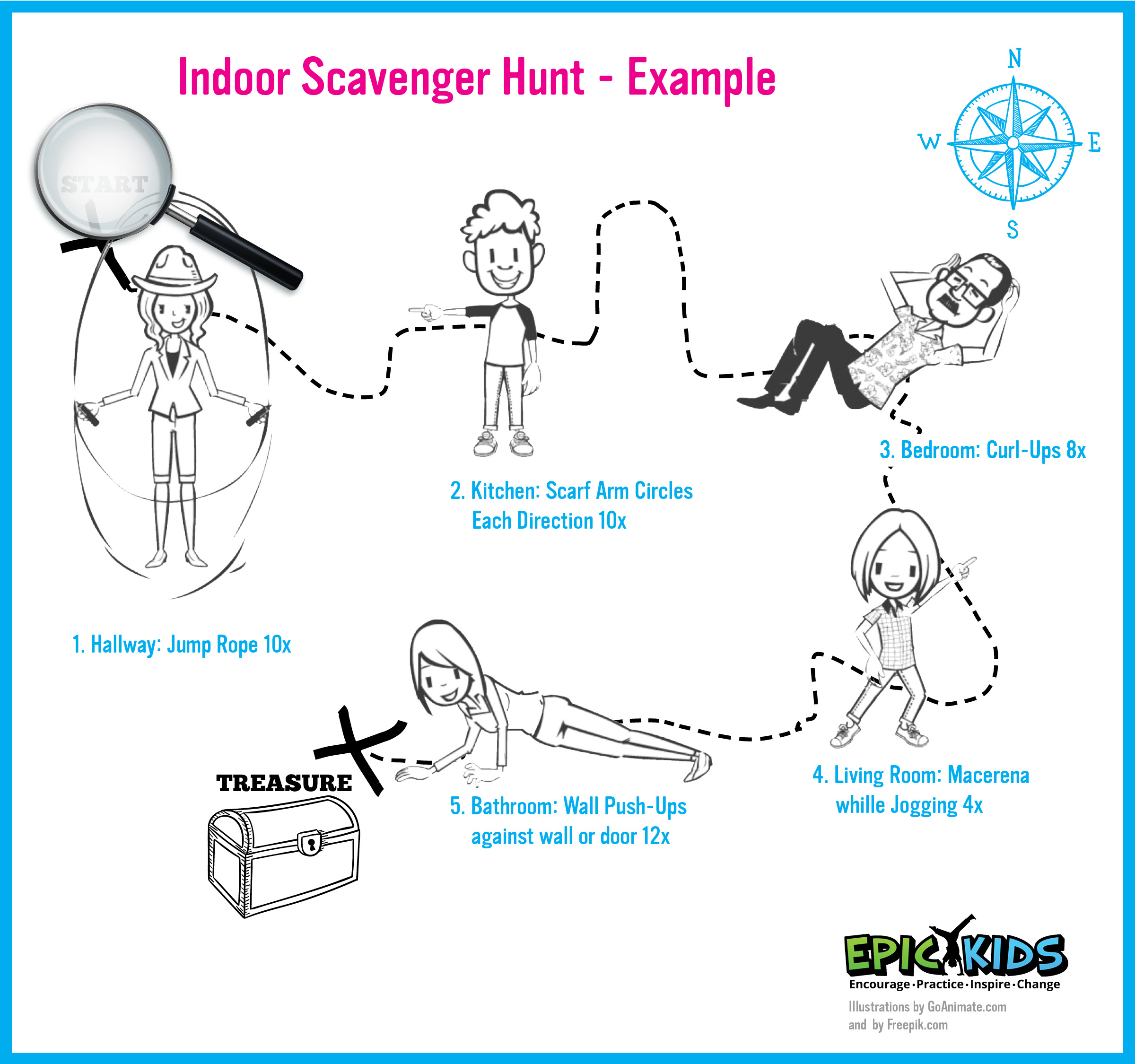 2400x2250 Family And Friend Fitness Indoor Scavenger Hunt