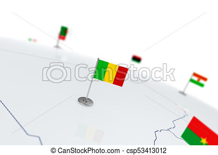 450x319 Mali Flag. Country Flag With Chrome Flagpole On The World