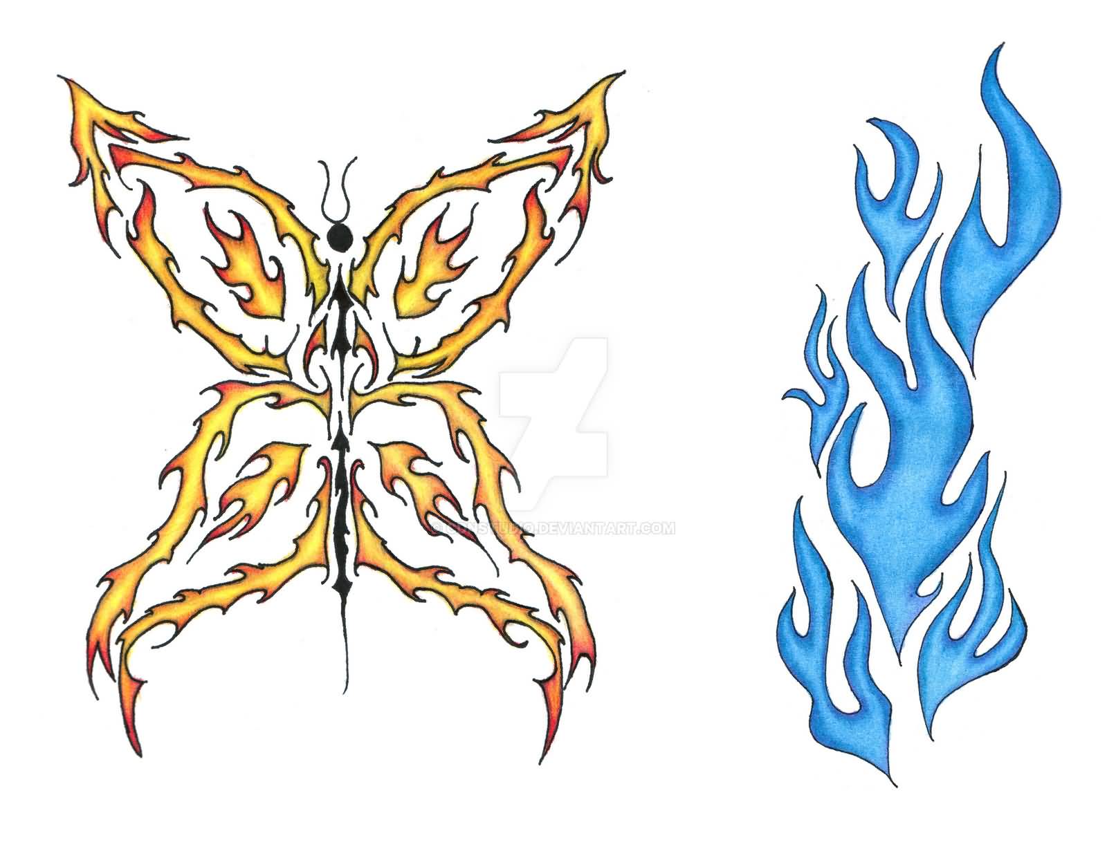 1600x1228 Yellow And Blue Flame Tattoo Designs By Cdnstudio Flame