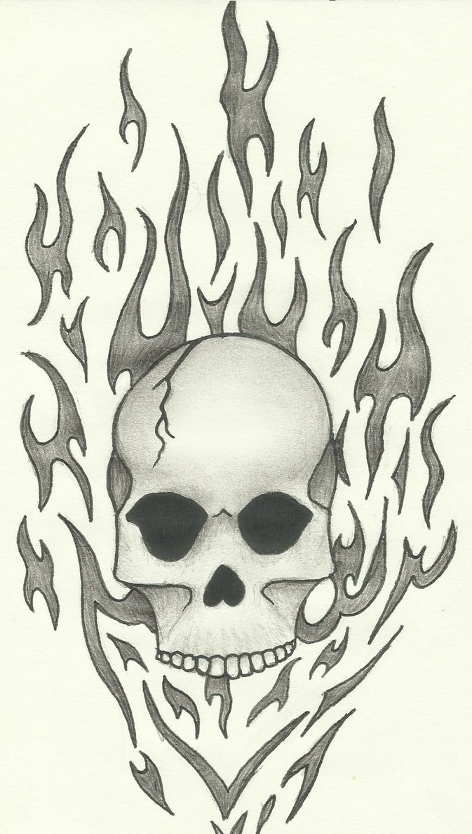 673x1188 Flaming Skull Tribal By Deexalis