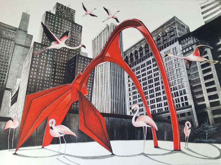 770x578 Saatchi Art Flamingos Drawing By Katarzyna Krol