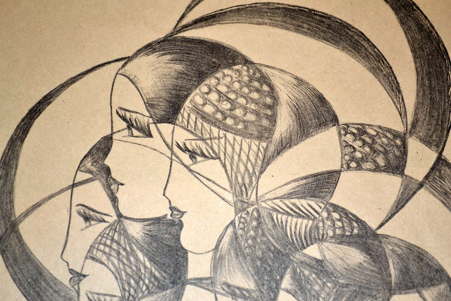 1500x1000 Vintage Drawing Of Flapper Girls In Hats Art Deco Drawing Came